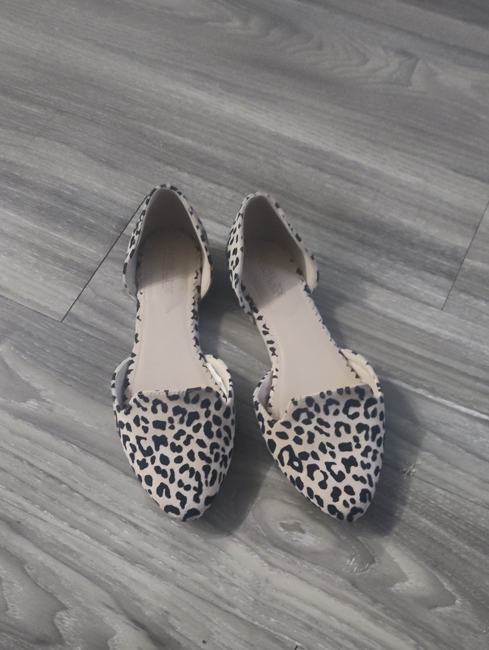Women's Leopard Print D'Orsay Flats - Beige/Black
